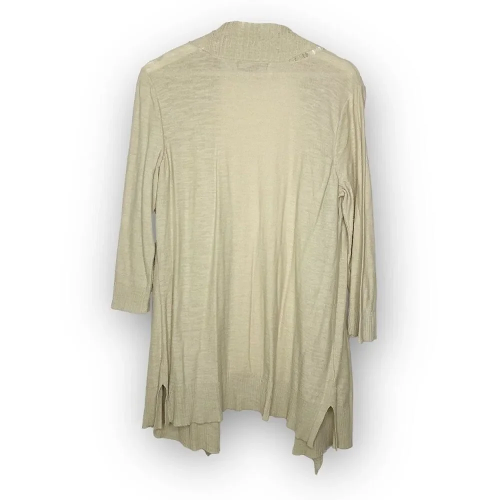 Eddie Bauer Open Front Tan Lightweight Cardigan Sweater Cotton Womens Size Large